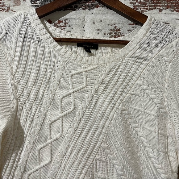 Cupio Sweater Ivory White Geo Raised Pattern Cotton Blend Stretch Sz M - Picture 4 of 9